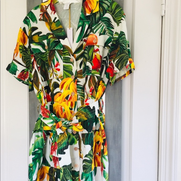 House of Harlow 1960 Linen Blend Tropical Print Mini Dress - Picture 6 of 8
